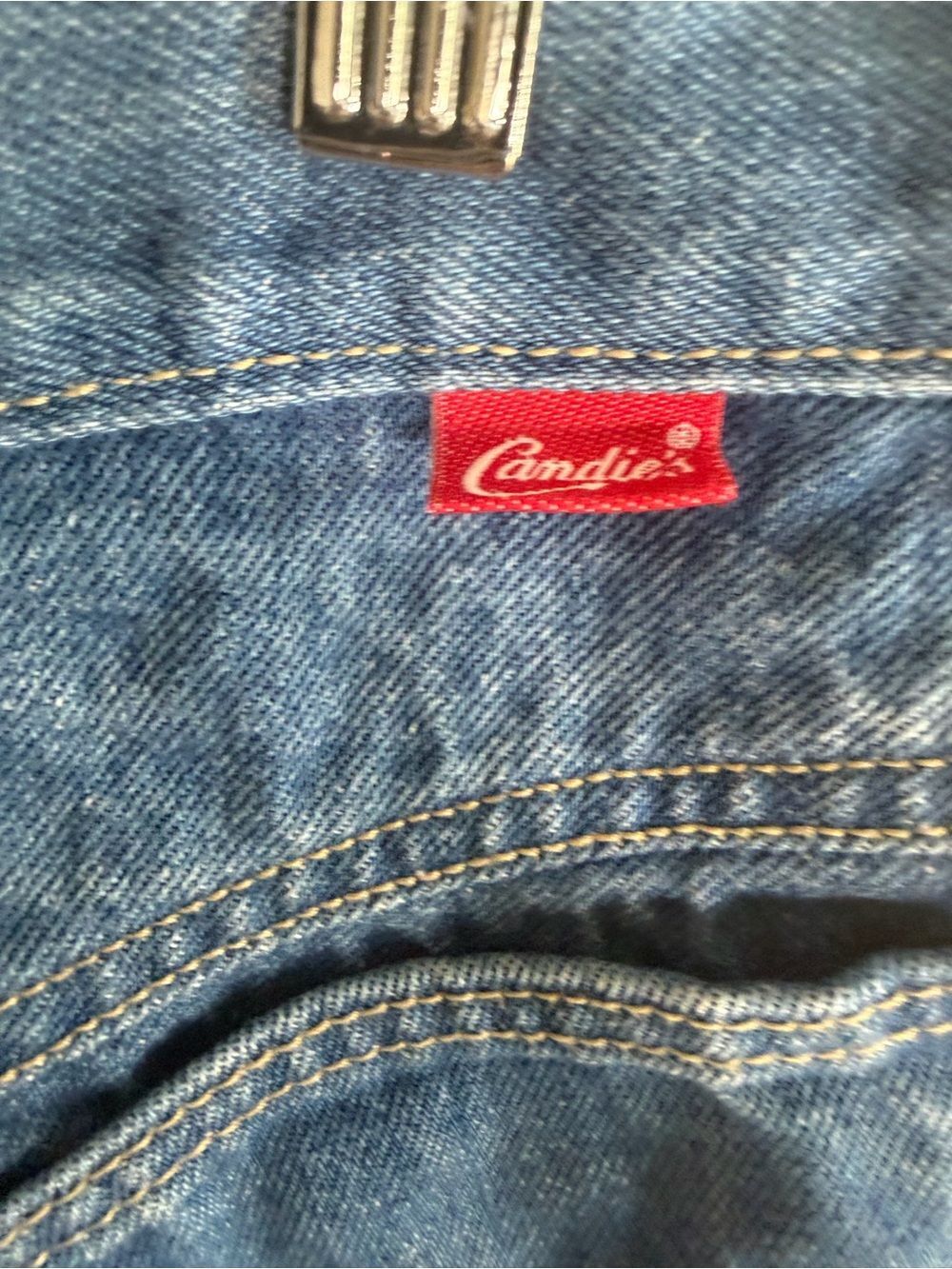 Vintage 80s 90s Candie’s Western Denim Drop Waist Prairie Midi Skirt Sz 9/10 - Picture 3 of 4
